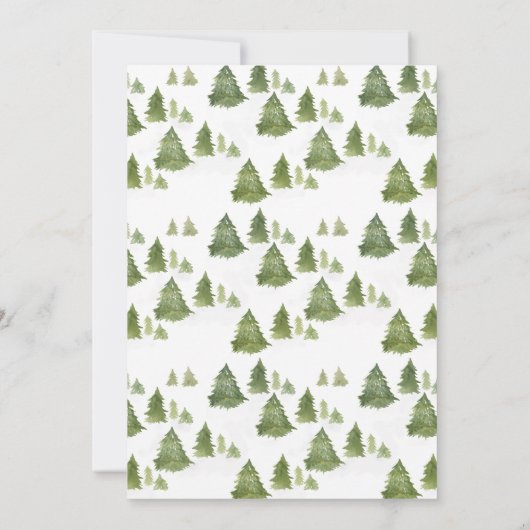 水彩松の木の小さなメリー赤ちゃんシャワー 招待状 (裏面)