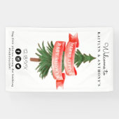 水彩松の木の小さなメリー赤ちゃんシャワー 横断幕 (横)