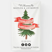 水彩松の木の小さなメリー赤ちゃんシャワー 横断幕 (縦)