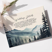 水彩松の木の山の結婚詳細 エンクロージャーカード