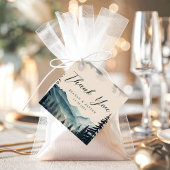 水彩松の木の山結婚の感謝 フェイバータグ