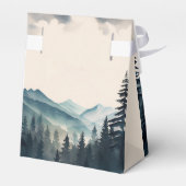 水彩松の木の山結婚の フェイバーボックス (裏面サイド)