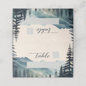 水彩松の木の山結婚の プレイスカード (外部開封)