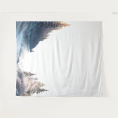 水彩松の木の山、風景 タペストリー (正面(横))