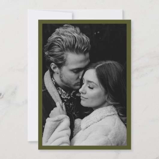 水彩松の木の森の山結婚の写真 招待状 (裏面)