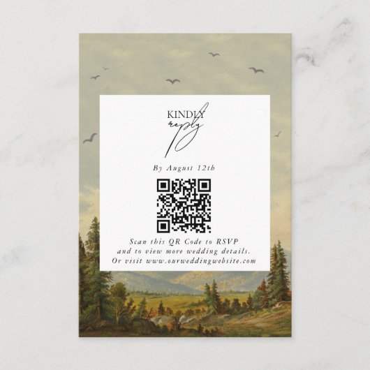 水彩松の木の森の山結婚の色 エンクロージャーカード (正面)