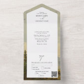 水彩松の木の森の山結婚の色 オールインワン招待状 (内側)