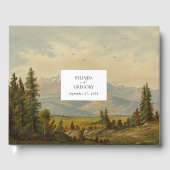 水彩松の木の森の山結婚の色 ゲストブック (正面)