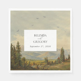 水彩松の木の森の山結婚の色 スタンダードランチョンナプキン