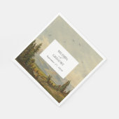 水彩松の木の森の山結婚の色 スタンダードランチョンナプキン (角)