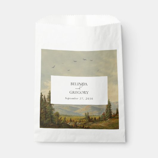 水彩松の木の森の山結婚の色 フェイバーバッグ (正面)