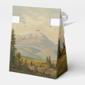 水彩松の木の森の山結婚の色 フェイバーボックス (裏面サイド)