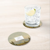 水彩松の木の森の山結婚の色 ラウンドペーパーコースター (インサイチュ)