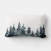 水彩松の木の森の白黒 ランバークッション (裏面)