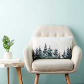 水彩松の木の森の白黒 ランバークッション (椅子)