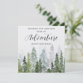 水彩松の木の森ハッピーバースデーカード (スタンド正面)