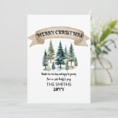 水彩松の木の森メリークリスマス シーズンカード (スタンド正面)
