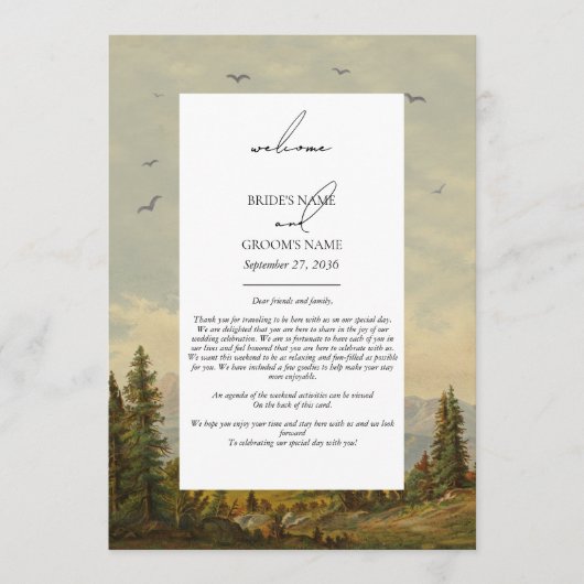 水彩松の木の森結婚の旅程 プログラム (正面)