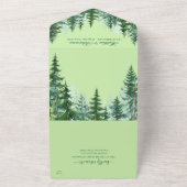 水彩松の木の結婚式 オールインワン招待状 (外側)