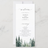 水彩松の木の行き先の結婚式プログラム (正面)