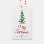 水彩松の木クリスマスホリデー ギフトタグ (正面)