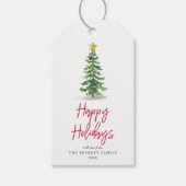 水彩松の木クリスマスホリデー ギフトタグ (正面)