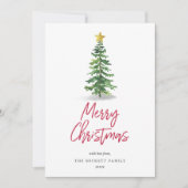 水彩松の木クリスマスホリデー シーズンカード (正面)