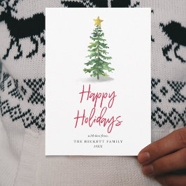 水彩松の木クリスマスホリデー シーズンカード
