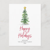 水彩松の木クリスマスホリデー シーズンポストカード (正面)