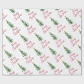 水彩松の木クリスマスホリデー ラッピングペーパー (フラット)