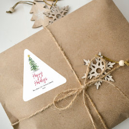 水彩松の木クリスマスホリデー 三角形シール