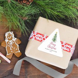 水彩松の木クリスマスホリデー 三角形シール