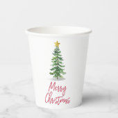 水彩松の木クリスマスホリデー 紙コップ (正面)