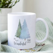 水彩松の木クリスマスモダンの雪片 コーヒーマグカップ