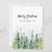 水彩松の木クリスマス写真 シーズンカード (正面)