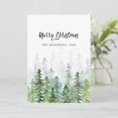 水彩松の木クリスマス写真 シーズンカード (スタンド正面)