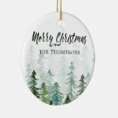 水彩松の木クリスマス写真 セラミックオーナメント (右)