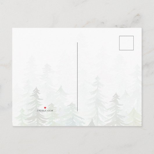 水彩松の木クリスマス写真 案内ポストカード (裏面)