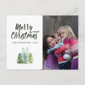 水彩松の木クリスマス写真 案内ポストカード (正面)