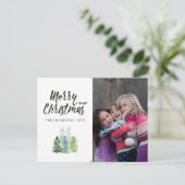 水彩松の木クリスマス写真 案内ポストカード (スタンド正面)