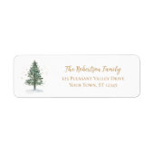 水彩松の木クリスマス差出人住所 ラベル (正面)