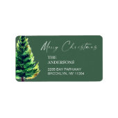 水彩松の木クリスマス差出人住所 ラベル (正面)