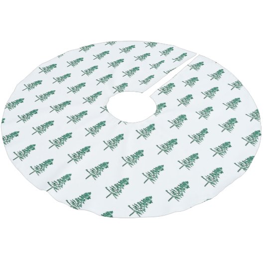 水彩松の木クリスマス ブラッシュドポリエステルツリースカート (アングル)