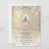 水彩松の木グローブスノーフレーク金ゴールド 招待状 (正面)