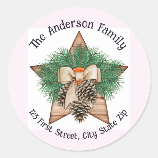 水彩松の木コーングリーンクリスマスカスタム ラウンドシール (正面)
