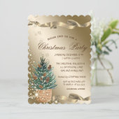 水彩松の木ゴールドコーポレートクリスマスパーティー 招待状 (スタンド正面)