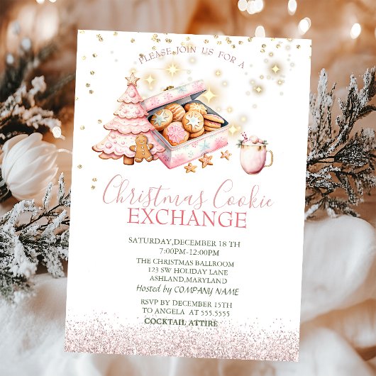 水彩松の木ジンジャーブレッドのクッキーのクリスマス 招待状
