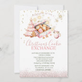 水彩松の木ジンジャーブレッドのクッキーのクリスマス 招待状 (正面)