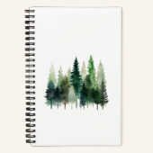 水彩松の木ノートブック5.5 x 8.5 ノートブック (正面)