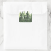 水彩松の木ビジネスハッピーホリデー スクエアシール (バッグ)